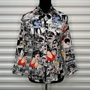 CRAZY Comic Print Pop Art AOP Button Down Long Sleeve Made in Thailand